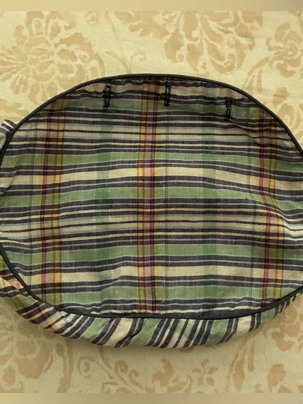 Bermuda Bag Cover 3 Button ~ Blue Teal Red White Plaid Madras Vintage